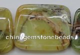 COP585 15.5 inches 45*45mm square natural yellow & green opal beads