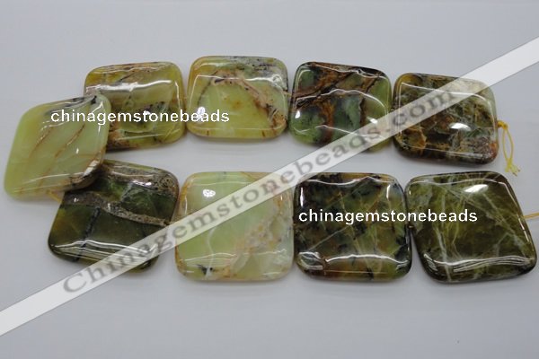 COP585 15.5 inches 45*45mm square natural yellow & green opal beads