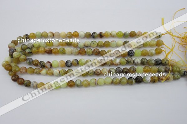 COP588 15.5 inches 8mm round natural yellow & green opal beads