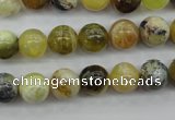 COP589 15.5 inches 10mm round natural yellow & green opal beads