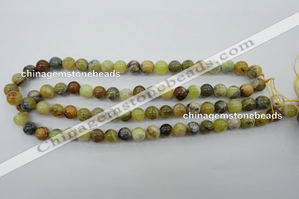 COP589 15.5 inches 10mm round natural yellow & green opal beads