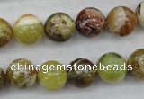 COP590 15.5 inches 12mm round natural yellow & green opal beads