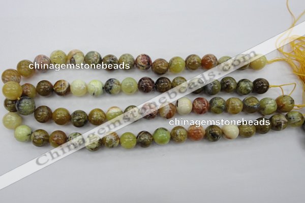 COP590 15.5 inches 12mm round natural yellow & green opal beads
