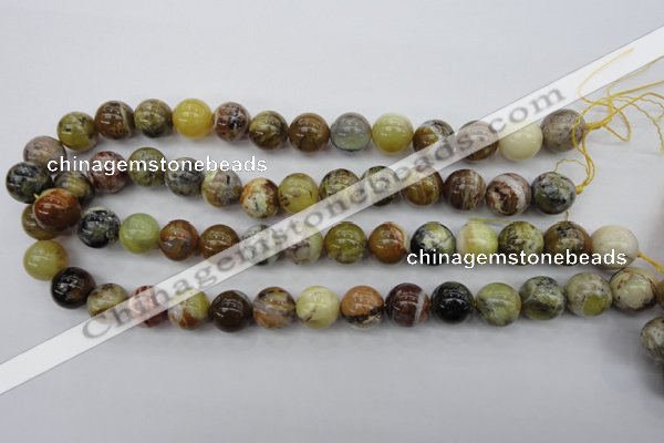 COP591 15.5 inches 14mm round natural yellow & green opal beads