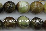 COP592 15.5 inches 16mm round natural yellow & green opal beads