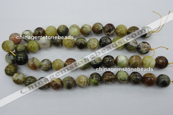 COP592 15.5 inches 16mm round natural yellow & green opal beads