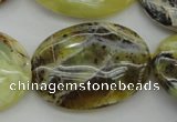 COP593 15.5 inches 25*35mm oval natural yellow & green opal beads