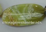 COP599 15.5 inches 25*50mm oval natural yellow & green opal beads