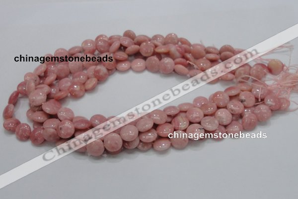 COP60 15.5 inches 12mm flat round natural pink opal gemstone beads