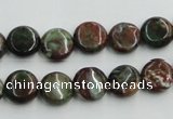 COP602 15.5 inches 10mm flat round green opal gemstone beads