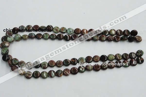 COP602 15.5 inches 10mm flat round green opal gemstone beads