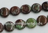 COP603 15.5 inches 12mm flat round green opal gemstone beads