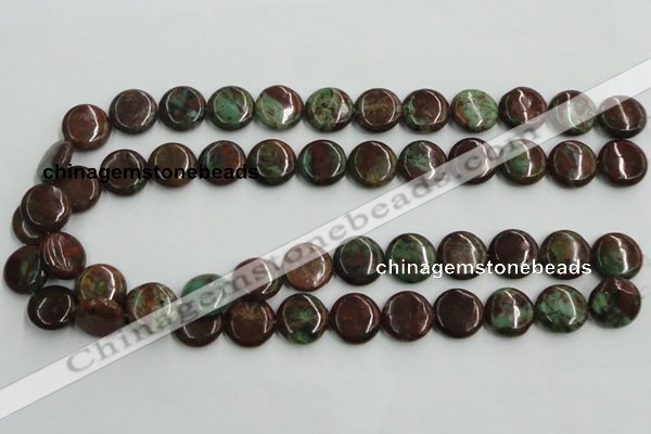 COP604 15.5 inches 16mm flat round green opal gemstone beads