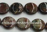 COP605 15.5 inches 18mm flat round green opal gemstone beads