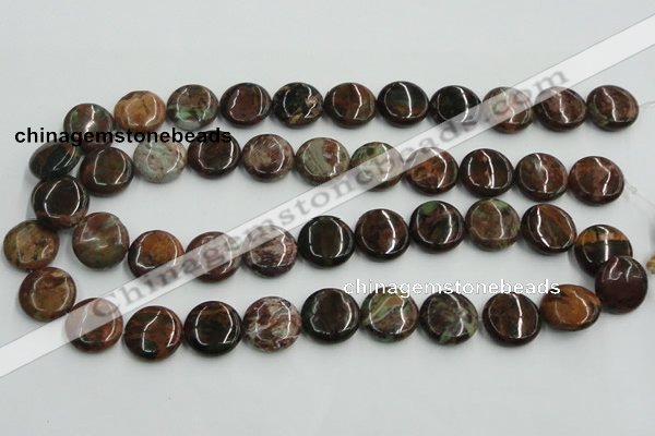 COP605 15.5 inches 18mm flat round green opal gemstone beads