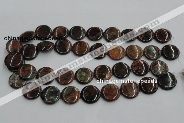 COP606 15.5 inches 20mm flat round green opal gemstone beads