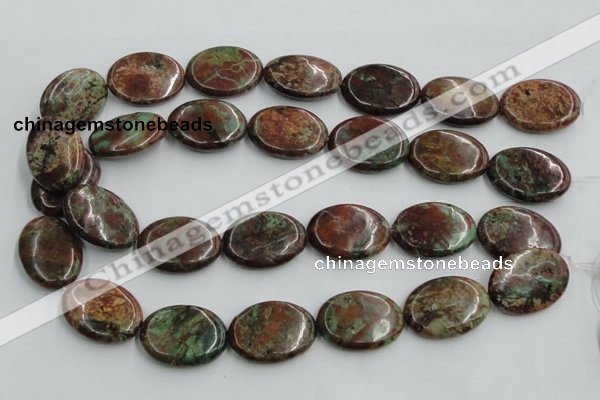 COP609 15.5 inches 22*30mm oval green opal gemstone beads wholesale