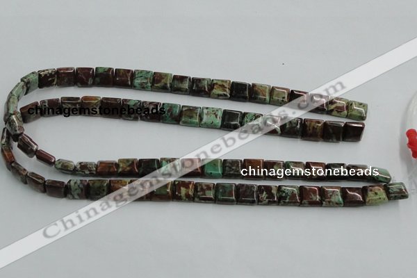 COP613 15.5 inches 10*10mm square double drilled green opal beads