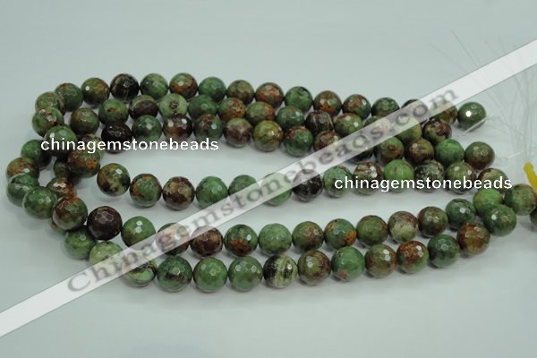 COP662 15.5 inches 8mm faceted round green opal gemstone beads