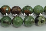 COP664 15.5 inches 12mm faceted round green opal gemstone beads