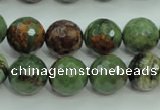 COP665 15.5 inches 14mm faceted round green opal gemstone beads