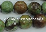 COP666 15.5 inches 16mm faceted round green opal gemstone beads