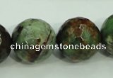 COP668 15.5 inches 20mm faceted round green opal gemstone beads