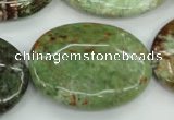 COP682 15.5 inches 30*40mm oval green opal gemstone beads