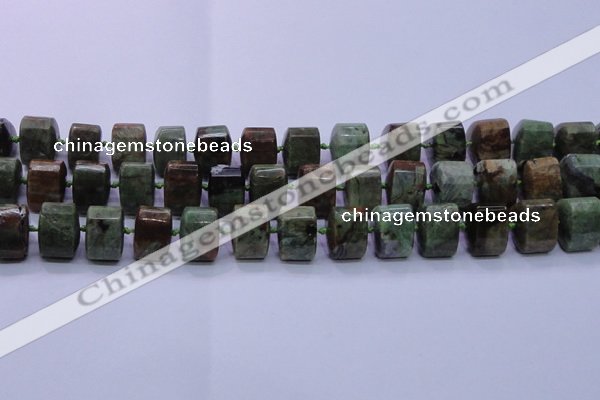 COP695 15.5 inches 11*15*15mm faceted triangle green opal gemstone beads