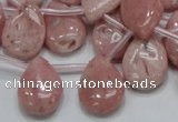 COP74 15.5 inches 13*18mm flat teardrop natural pink opal beads