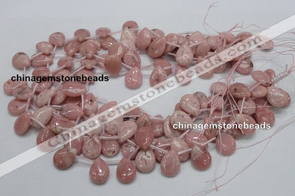 COP74 15.5 inches 13*18mm flat teardrop natural pink opal beads