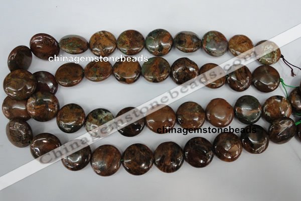 COP755 15.5 inches 20mm flat round green opal gemstone beads