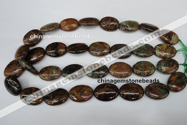 COP758 15.5 inches 18*25mm oval green opal gemstone beads