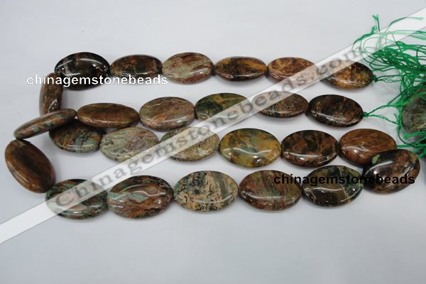 COP759 15.5 inches 20*30mm oval green opal gemstone beads