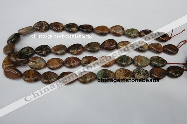 COP761 15.5 inches 15*20mm flat teardrop green opal gemstone beads