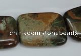 COP769 15.5 inches 22*30mm rectangle green opal gemstone beads