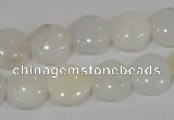 COP904 15.5 inches 12mm flat round natural white opal gemstone beads