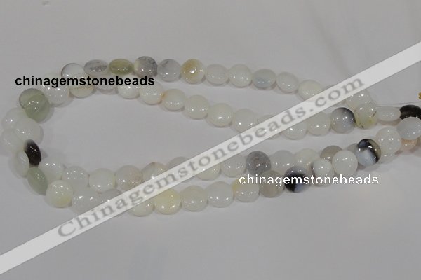 COP904 15.5 inches 12mm flat round natural white opal gemstone beads