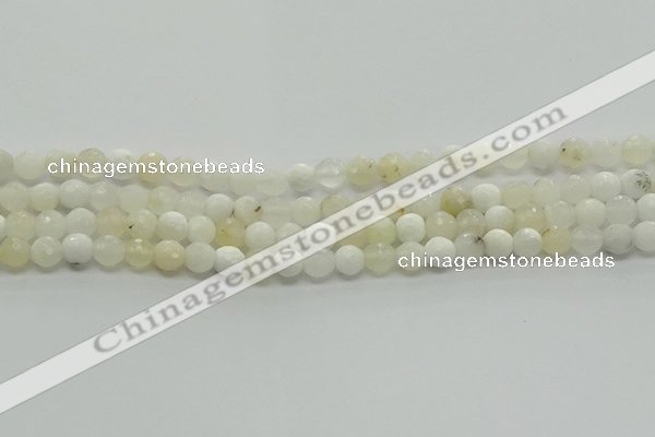 COP931 15.5 inches 6mm faceted round white opal gemstone beads