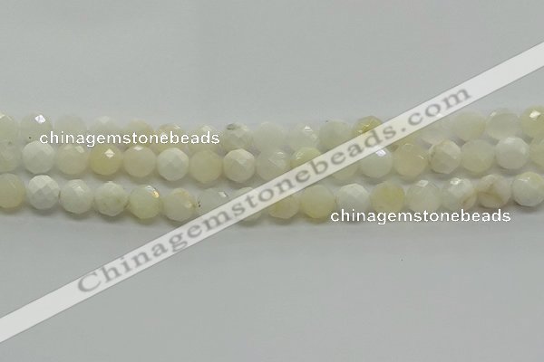 COP932 15.5 inches 8mm faceted round white opal gemstone beads