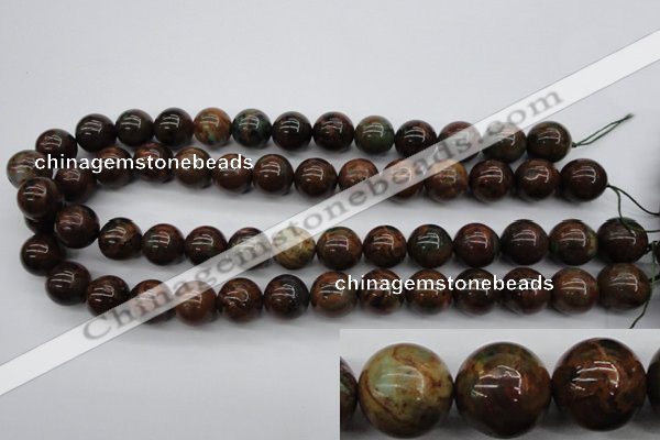 COP955 15.5 inches 14mm round green opal gemstone beads wholesale