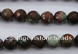 COP964 15.5 inches 12mm faceted round green opal gemstone beads