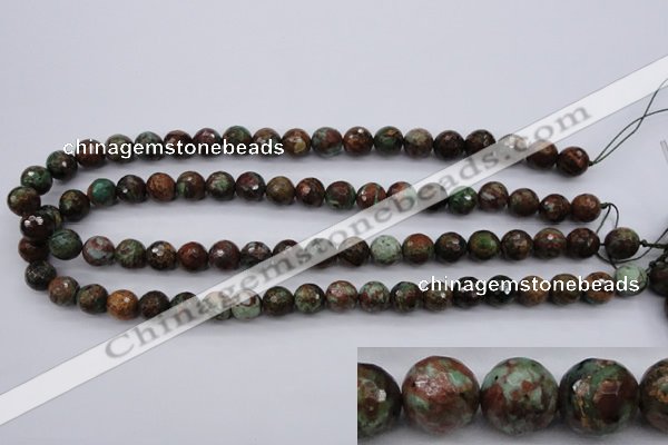 COP964 15.5 inches 12mm faceted round green opal gemstone beads