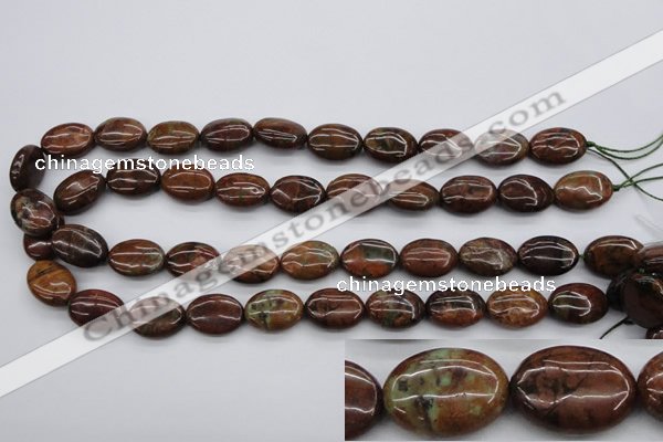 COP973 15.5 inches 13*18mm oval green opal gemstone beads