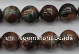 COP989 15.5 inches 14mm round green opal gemstone beads wholesale