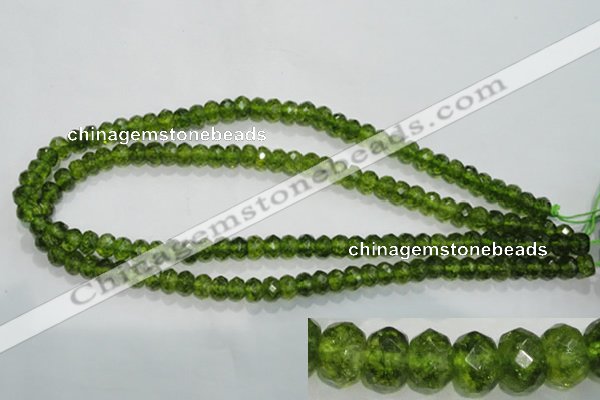 COQ100 15.5 inches 5*8mm faceted rondelle dyed olive quartz beads