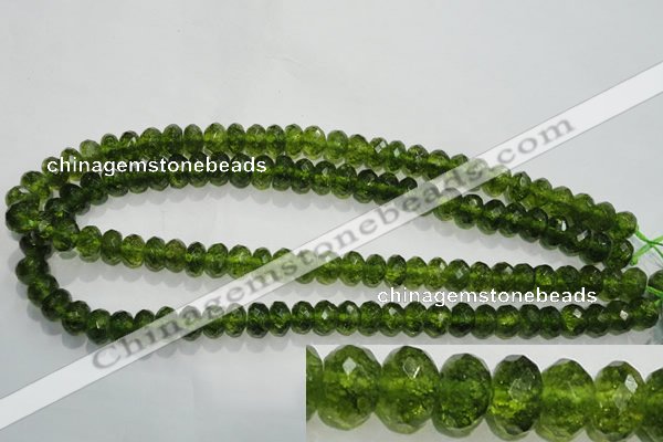 COQ101 15.5 inches 6*10mm faceted rondelle dyed olive quartz beads