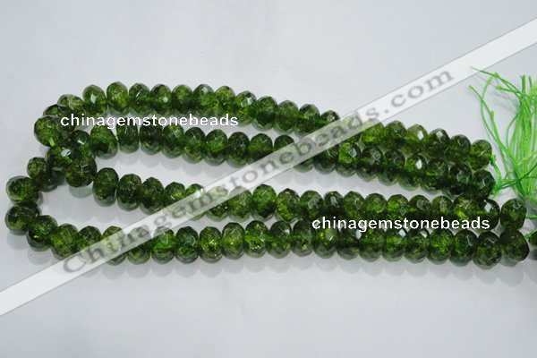 COQ102 15.5 inches 10*14mm faceted rondelle dyed olive quartz beads