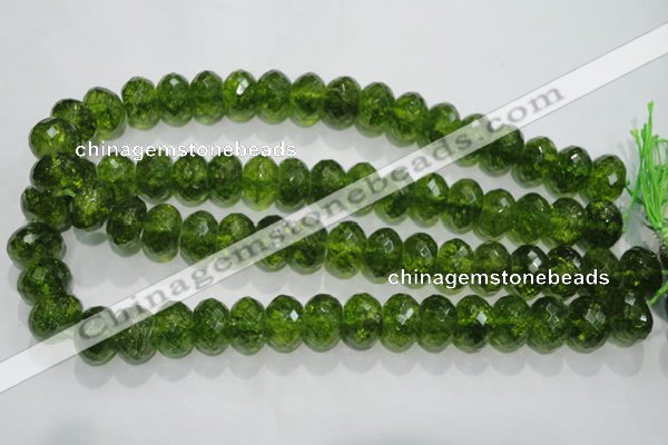 COQ103 15.5 inches 12*16mm faceted rondelle dyed olive quartz beads