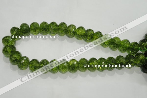 COQ104 15.5 inches 13*18mm faceted rondelle dyed olive quartz beads